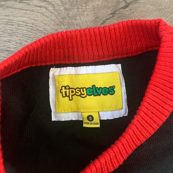 Tipsy Elves Get Lit Light Up Ugly Christmas Sweater - Size S - Black/Red - NWOT - Picture 8 of 11